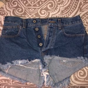Button up jean shorts